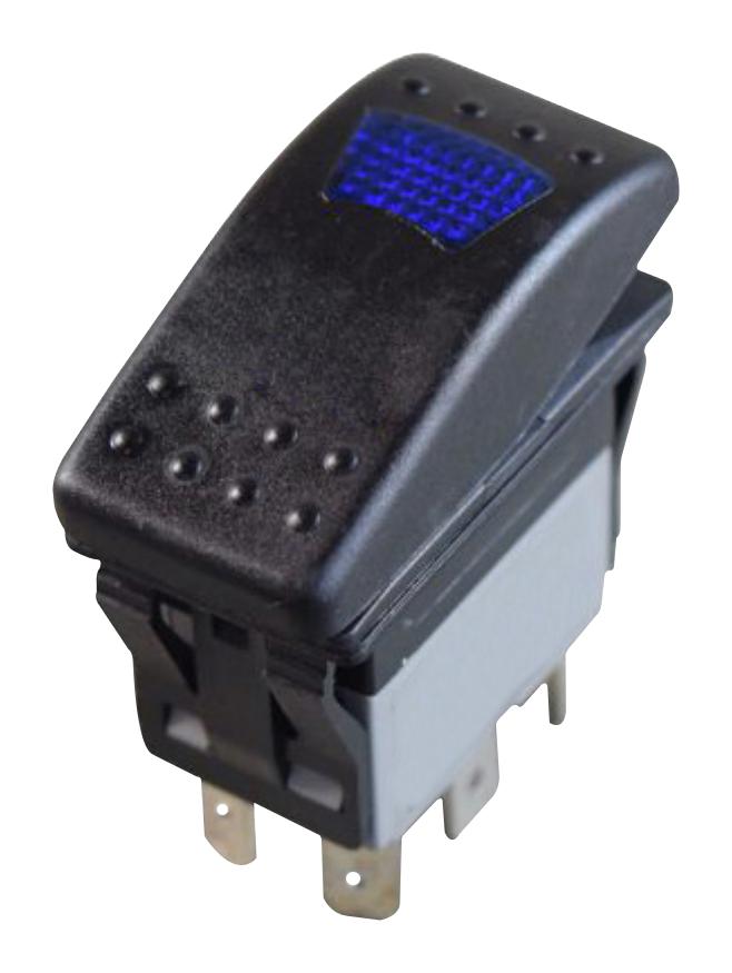 MULTICOMP PRO MPX5-114ENN-2ABD-1RN-S Rocker Switch, 24VDC LED, IP67, On-Off, SPST-NO, Illuminated, Panel, Snap-In, Black