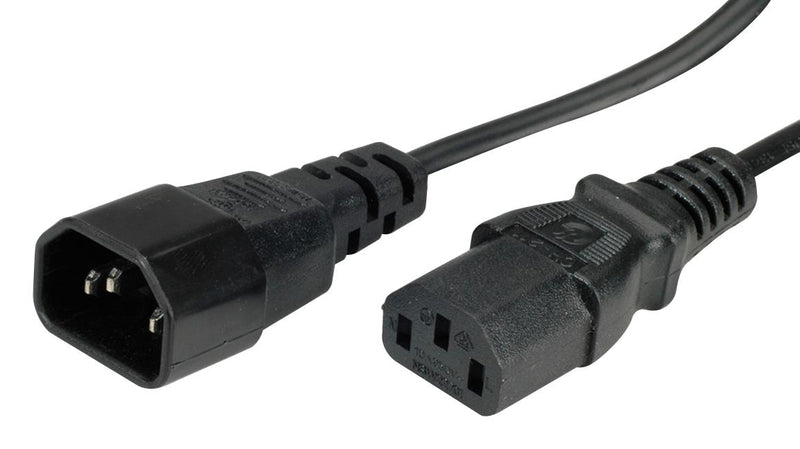 ROLINE 19.08.1510 Mains Power Cord, IEC 60320 C14 to IEC 60320 C13, 1 m, 10 A, 250 VAC, Black