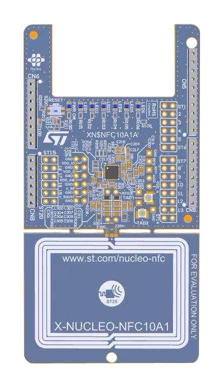 STMICROELECTRONICS X-NUCLEO-NFC10A1 Expansion Board, ST25R200-BMET, General-Purpose NFC Reader, STM32 Nucleo Board