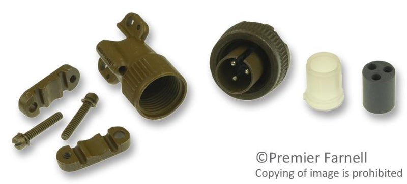 ITT CANNON MS3106E10SL-3P Circular Connector, MIL-DTL-5015 Series, MS3106 Series, Straight Plug, 3 Contacts, Solder Pin