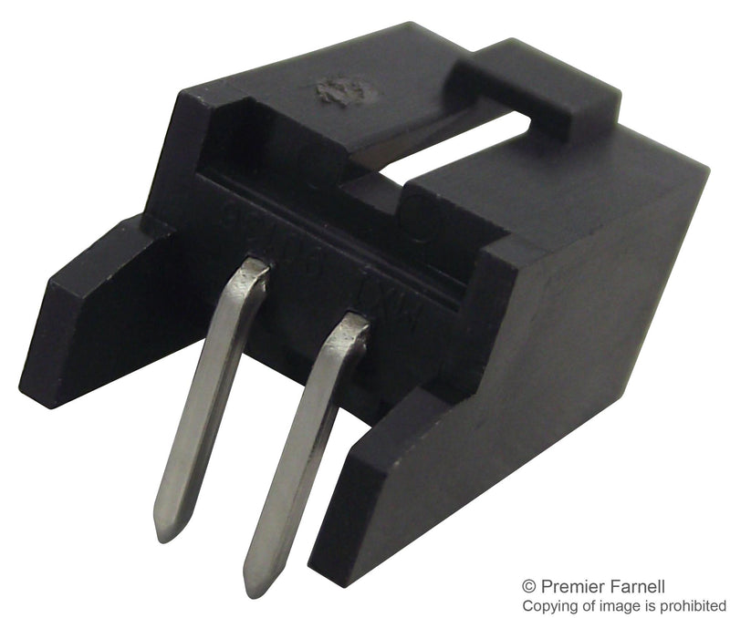 MOLEX 90136-2202 Pin Header, Signal, 2.54 mm, 1 Rows, 2 Contacts, Through Hole Right Angle, C-Grid III 90136