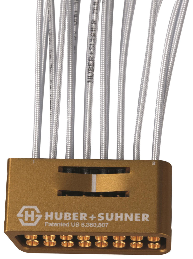 HUBER+SUHNER MF53/2X8A"21MXP/11PC24/152 RF / Coaxial Cable Assembly, MXP Jack to 2.4mm Plug x 16, MULTIFLEX 53, 50 ohm, 6 ", 152 mm, Blue