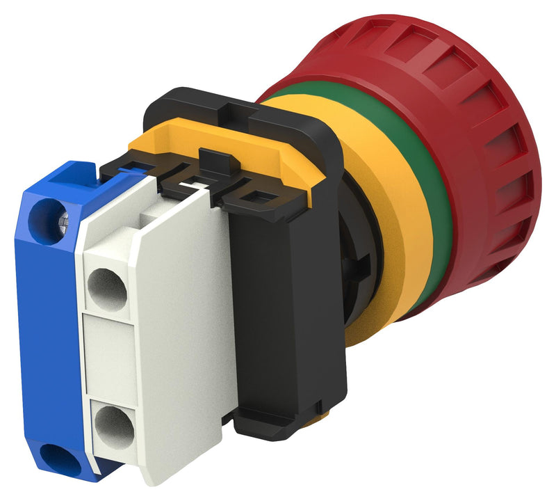 ALCOSWITCH - TE CONNECTIVITY PBES22L10HR Emergency Stop Switch, 22mm, 110V, 1.4mA LED, SPST-NO, Maintained, Screw, 10 A, 24 V