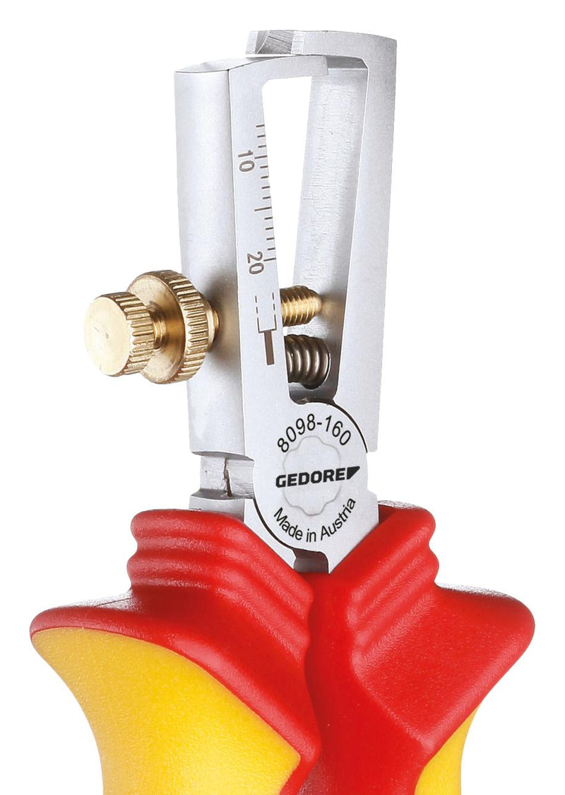 GEDORE 1552074 Stripping Pliers, VDE Insulating Sleeves, 0.8 to 6mm&sup2; Stripping Capacity, V-Shaped, 160mm Length