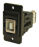 MULTICOMP PRO MP-CP30707NMB440 USB Adapter, Blk Metal Frame, USB Type B Receptacle, USB Type A Receptacle, USB 2.0