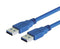 L-COM CAU3AA-05M USB Cable, Type A Plug to Type A Plug, 500 mm, 19.7 ft, USB 3.0, Blue