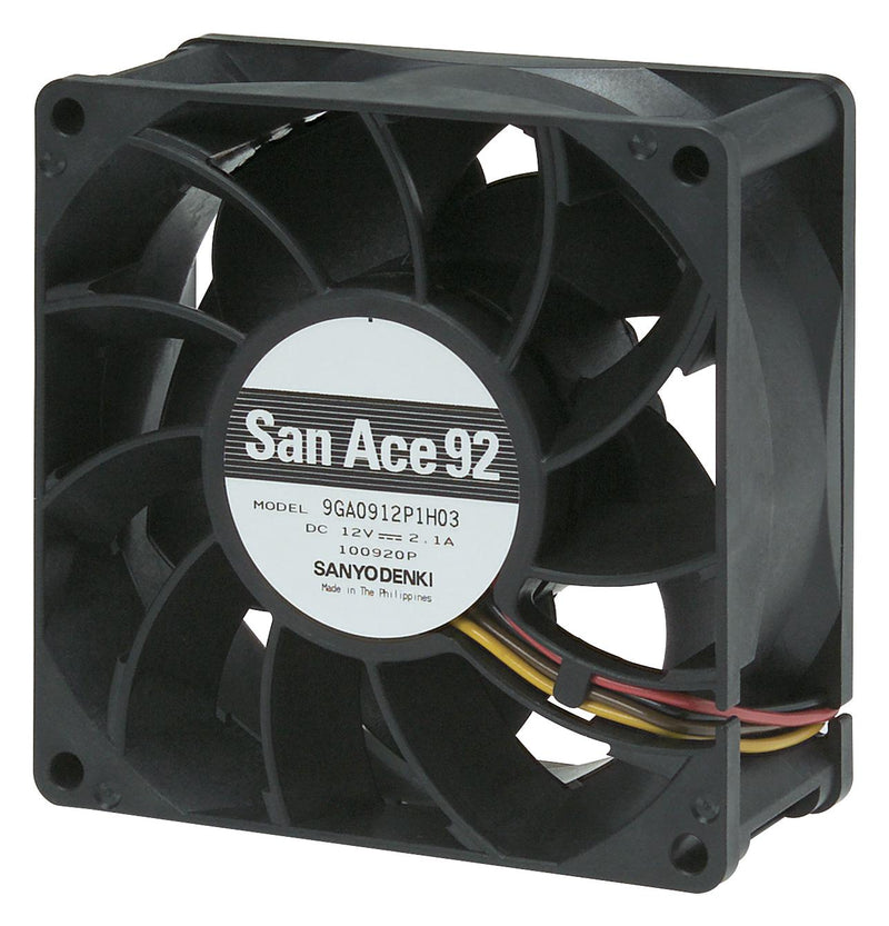 SANYO DENKI 9GA0948P1H03 DC Axial Fan, 48 V, Square, 92 mm, 38 mm, Ball Bearing, 141 CFM