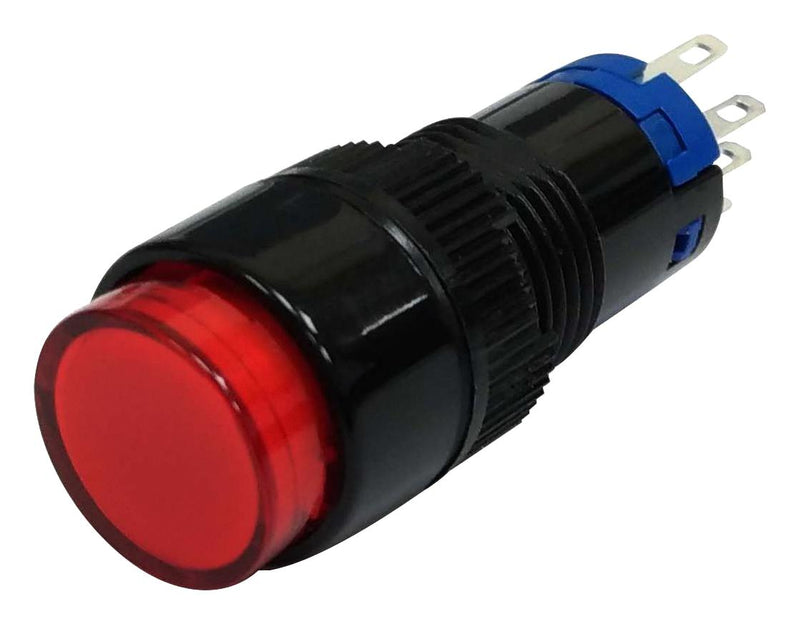 MULTICOMP PRO MP-PB5-AA2BR112V-IP40-8 Industrial Pushbutton Switch, 12V LED, 0.67 ", SPDT, Momentary, Round Flat, Red