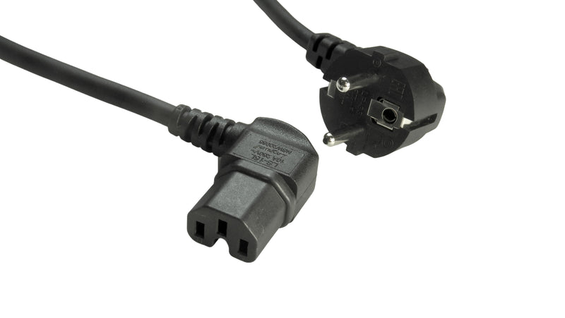 MULTICOMP PRO GW-151847 Mains Power Cord, 10/16A, 90&deg; CEE 7/7 Plug to 90&deg; IEC 60320-1 C15, 1 m, 250 V, Black