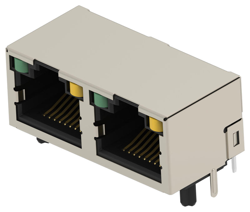 TE CONNECTIVITY 2501552-3 Modular Connector, RJ45 Jack, 1 x 2 (Ganged), 8P8C, Cat5, Through Hole Mount