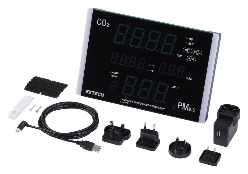 EXTECH INSTRUMENTS IAQ320 Air Quality Meter, -10 &deg;C, 60 &deg;C, 0.1% to 99.9%, 0ppm to 9999ppm