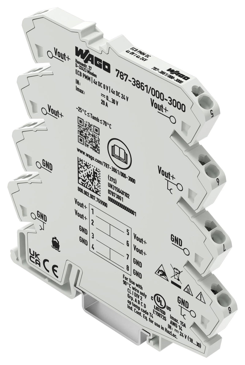 WAGO 787-3861/000-3000 POTENTIAL DISTRIBUTION MODULE, 24V, 20A