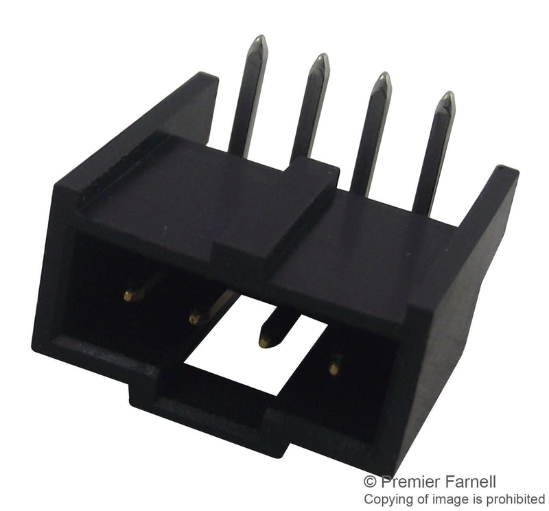 MOLEX 90136-2204 Pin Header, Wire-to-Board, 2.54 mm, 1 Rows, 4 Contacts, Through Hole Right Angle, C-Grid III 90136