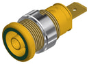 HIRSCHMANN TEST AND MEASUREMENT 972356188 Banana Test Connector, Jack, Panel Mount, 32 A, 1 kV, Gold Plated Contacts, Green, Yellow