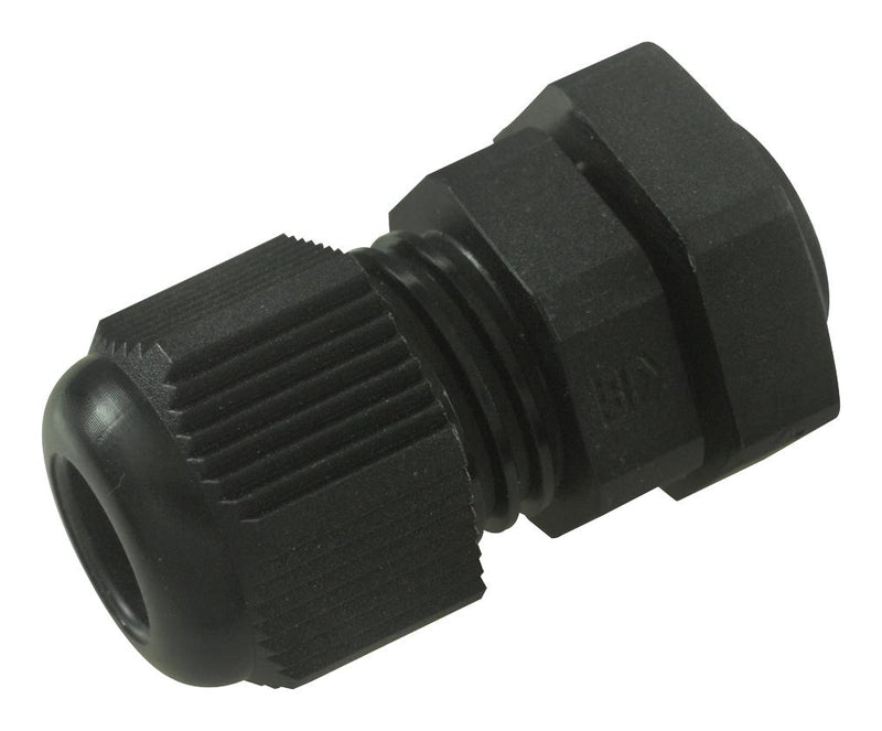 JACOB 50007M12PASW-F Cable Gland, IP68 5 Bar, M12 x 1.5, 3 mm, 6.5 mm, Nylon 6 (Polyamide 6), Black, IP68