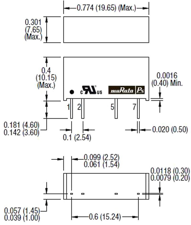 MURATA POWER SOLUTIONS MEV3S1215SC Isolated Through Hole DC/DC Converter, 3kV Isolation, ITE, 1:1, 3 W, 1 Output, 15 V, 200 mA