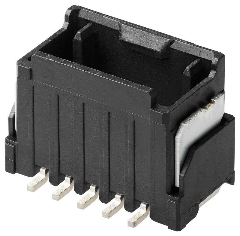 MOLEX 205972-0041 Pin Header, Black, Power, Wire-to-Board, 2 mm, 1 Rows, 4 Contacts, Surface Mount Right Angle