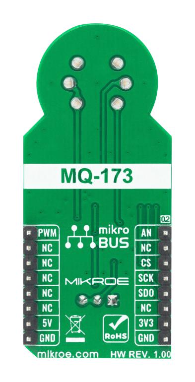 MIKROELEKTRONIKA MIKROE-4151 Click Board, Ammonia Click, Gas, MQ-137, Analog, GPIO, SPI, mikroBUS, 3.3 V/5V, 57.15 mm x 25.4 mm