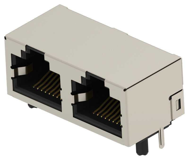 TE CONNECTIVITY 2501552-2 Modular Connector, RJ45 Jack, 1 x 2 (Ganged), 8P8C, Cat5, Through Hole Mount