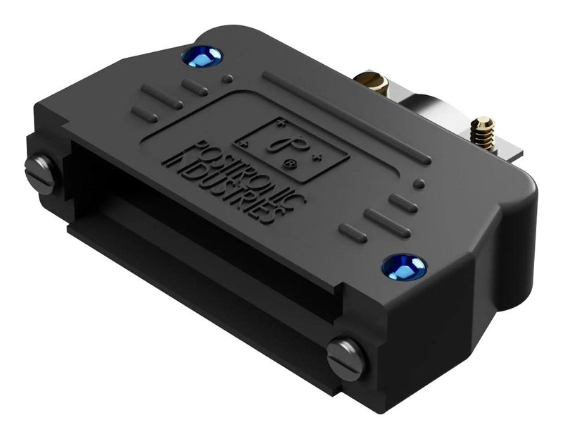 POSITRONIC D9000J00/AA D Sub Backshell, D Series, DE, 180&deg;, PET (Polyester), Glass Filled Body