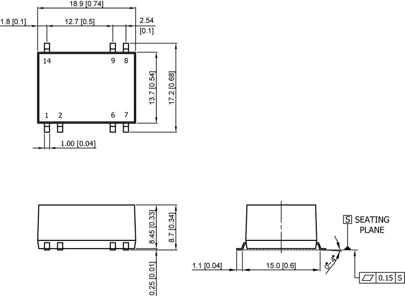 TRACO POWER TMR 1-2411SM Isolated Surface Mount DC/DC Converter, ITE, 2:1, 1 W, 1 Output, 5 V