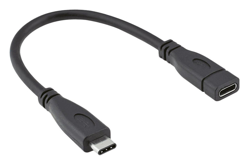 ROLINE 11.02.9015 USB Cable, Type C Plug to Type C Receptacle, 150 mm, 5.9 ", USB 3.1, 3.2, Black