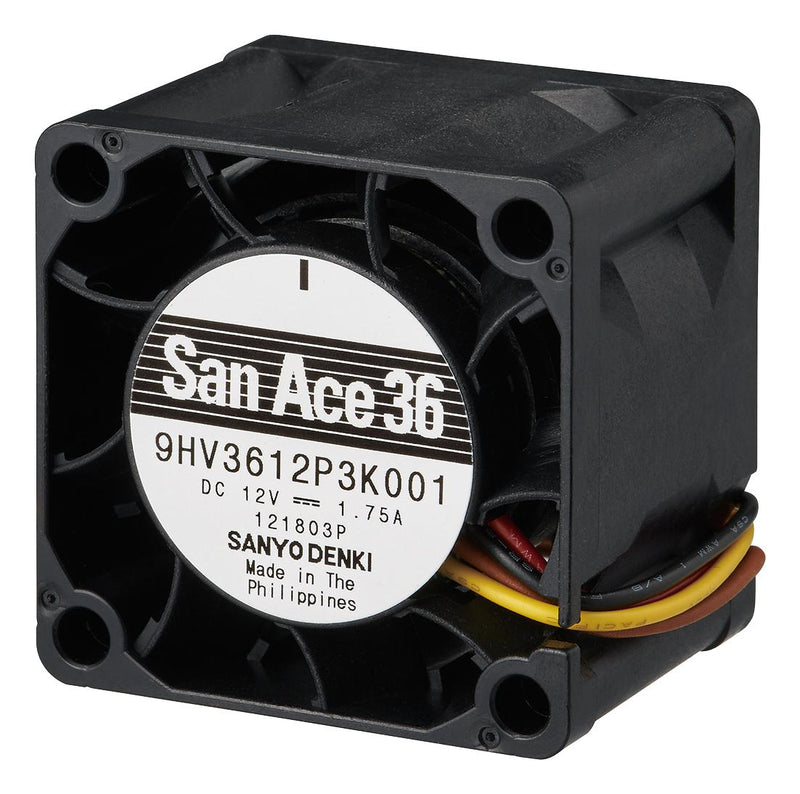 SANYO DENKI 9HV3612P3K001 DC Axial Fan, 12 V, Square, 36 mm, 28 mm, 25.4 CFM