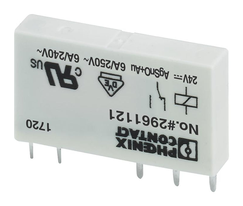 PHOENIX CONTACT 2961121 General Purpose Relay, REL-MR Series, Power, Non Latching, SPDT, 24 VDC, 50 mA GTIN UPC EAN: 4017918130879 REL-MR- 24DC/21AU