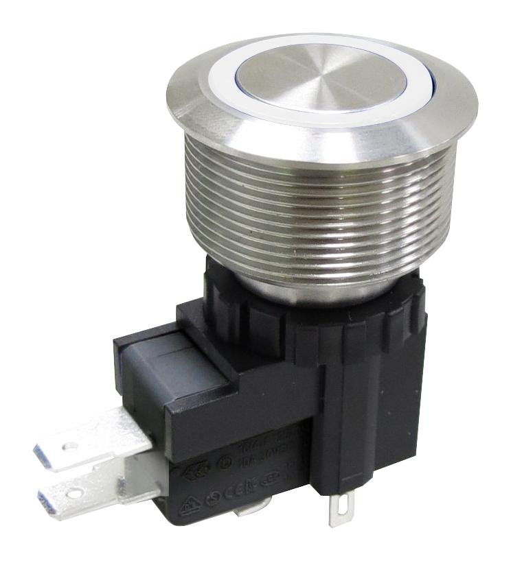 MULTICOMP PRO MPW25-A0F1E00-A3ZA Vandal Resistant Switch, MP Vandal Resistant Switches Latching, 25 mm, SPDT, Latching, Round Flat