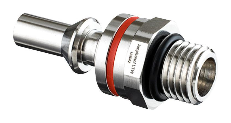 AMPHENOL LTW SQD-02PADM-PRD001 Liquid Cooling Plug, 7/16"-20UNF, Stainless Steel, Red, Valve, SnapQD Series