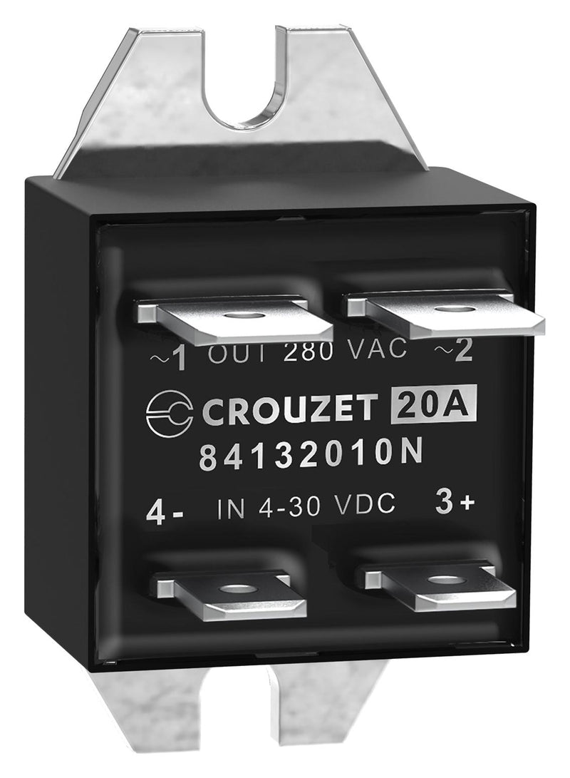CROUZET 84132010N Solid State Relay, 20 A, 280 VAC, Panel Mount, Quick Connect, Zero Crossing