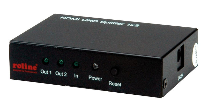 ROLINE 14.01.3585 HDMI Video Splitter, 2-Way, 1x HDMI Female to 2x HDMI Female Video Signals, 4K Resolution, Black