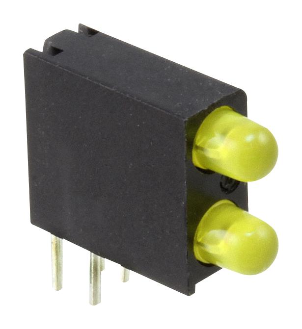 DIALIGHT 553-0233-200F Circuit Board Indicator, Yellow, 2 LEDs, Through Hole, T-1 (3mm), 2 mA, 1.6 mcd