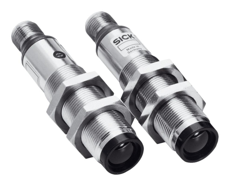 SICK VS/VE18-4P3240 Photo Sensor, 20 m, PNP, Through Beam, 10 to 30 VDC, 4 Pin M12 Connector, M18, Axial, V18 Series