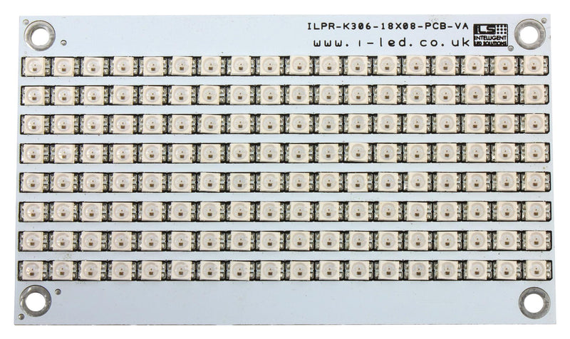 INTELLIGENT LED SOLUTIONS ILPR-K306-RGB1-18X08-SK105-01. LED Module, Board+LED, 144 LEDs, Rectangular, Red/Green/Blue, 5 VDC, 70 &deg;C