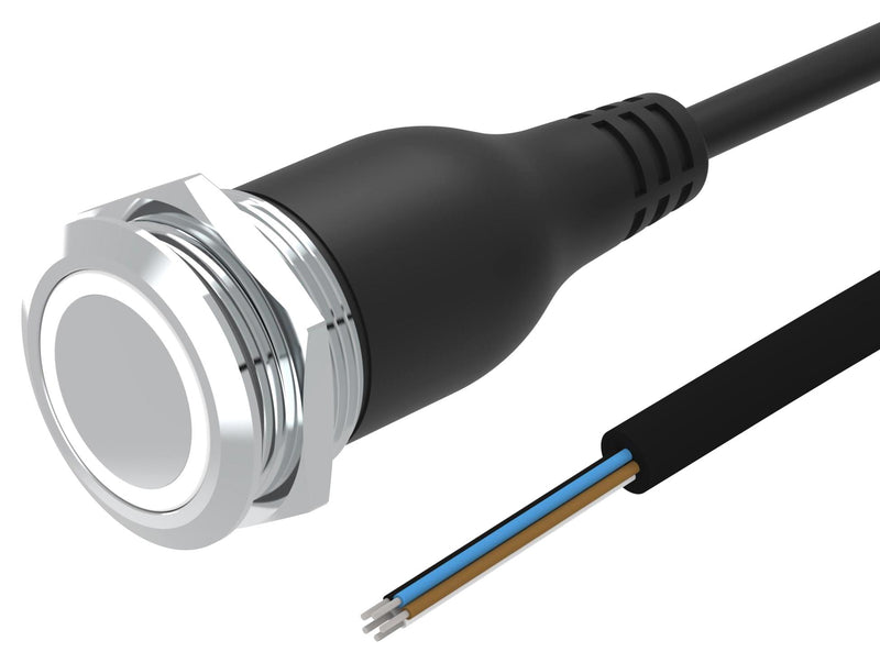 EAO 82-6655.2154 Vandal Resistant Switch, Ring Illuminated, 24V LED, 82 Series, 22 mm, SPDT, Maintained