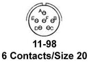 AMPHENOL AEROSPACE D38999/24WB98PN JAM NUT CONN, RCPT, SIZE 11, 6POS, PANEL
