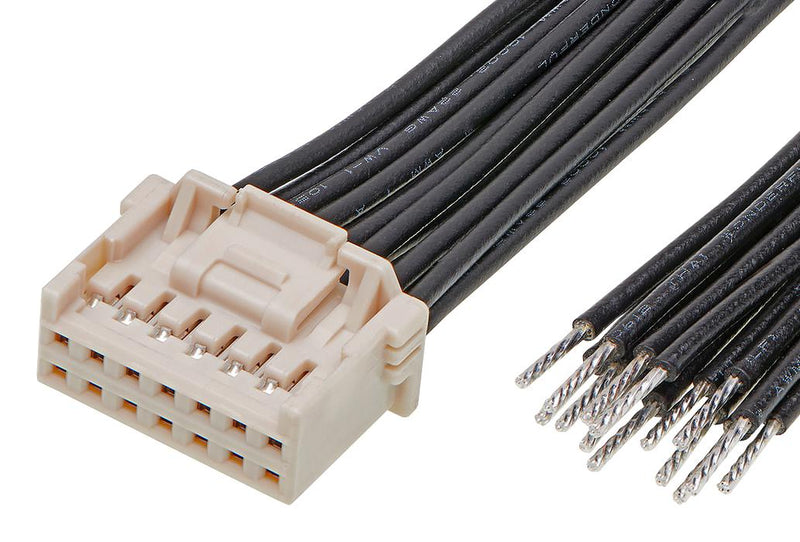MOLEX 221956-1143 Cable Assembly, iGrid Receptacle to Free End, 14 Ways, 2 mm, 2 Row, 300 mm, 11.8 "