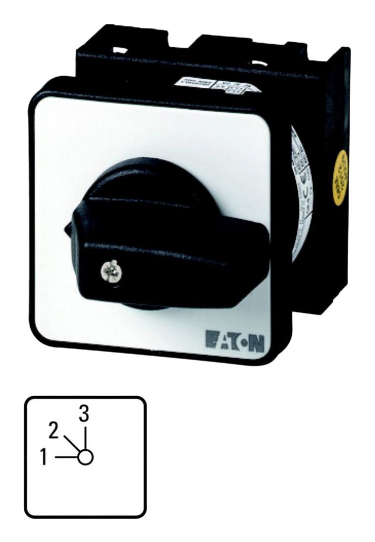 EATON MOELLER T0-2-8230/E Rotary Switch, Step, 3 Position, 1 Pole, 45 &deg;, 20 A, 690 V, T0 Series