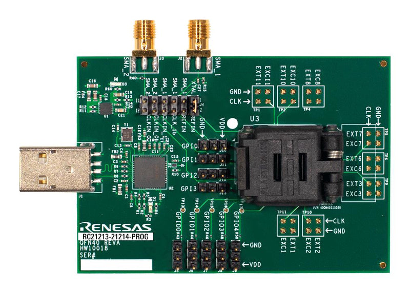 RENESAS RC21213-21214-PROG Programming Board, RC2121/RC21214, Programmer Board, Configuration Software, Board Schematic/BOM