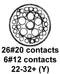CINCH CONNECTIVITY SOLUTIONS BACC45FT22-32P7H Circular Connector, BACC Series, MIL-DTL-26500 Series, Straight Plug, 32 Contacts