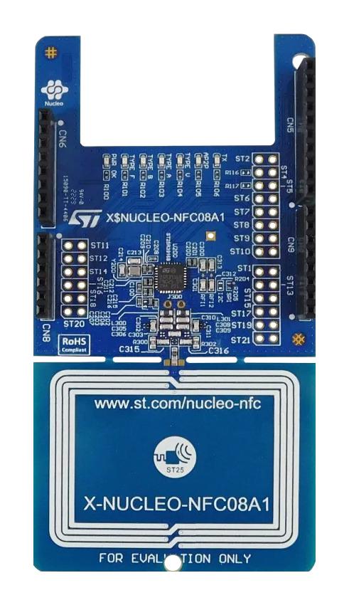 STMICROELECTRONICS X-NUCLEO-NFC08A1 Expansion Board, ST25R3916BAQWT, NFC Card Reader, STM32 and STM8 Nucleo Boards