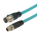 L-COM TRG626-T6T-5M Sensor Cable, M12 Plug, M12 Receptacle, 8 Positions, 5 m, 16.4 ft, TRG626-T6T Series