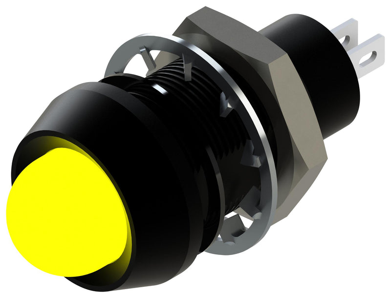 MARL 651-111-22 LED Panel Mount Indicator, Yellow, 24 VDC, 12.7 mm, 20 mA, 50 mcd, IP67