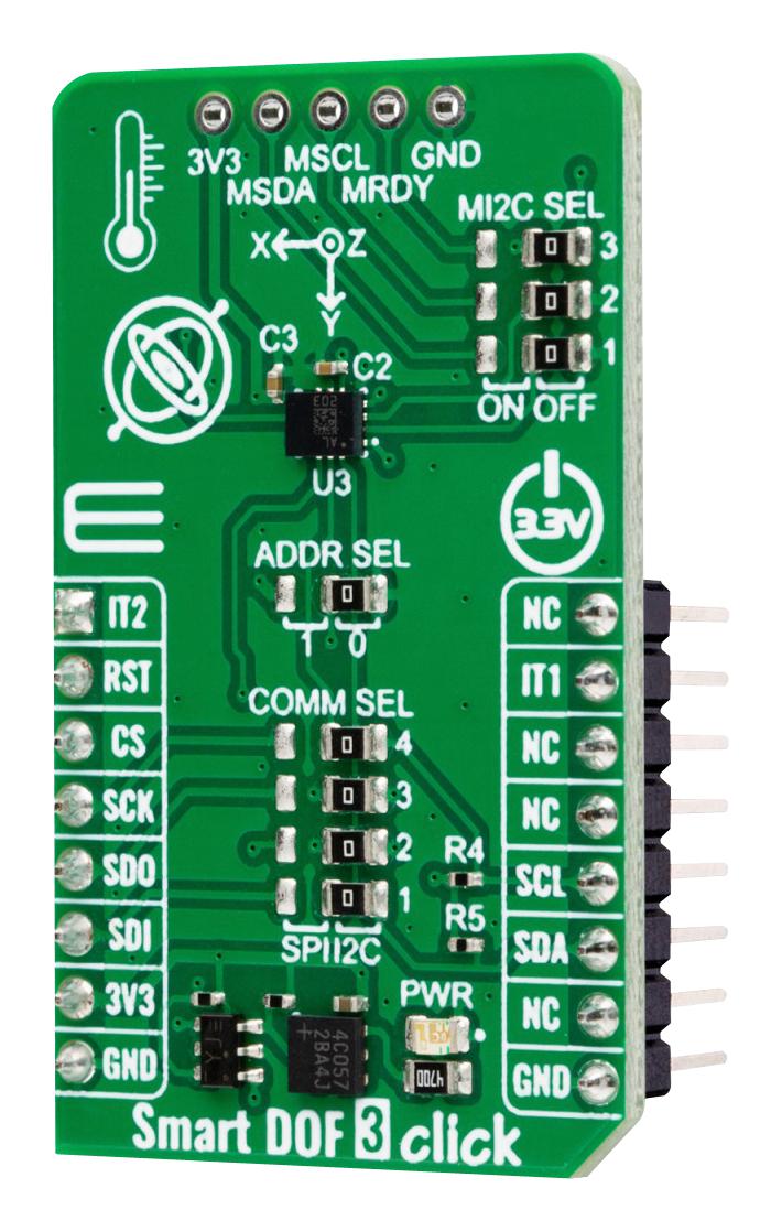 MIKROELEKTRONIKA MIKROE-5734 Add-On Board, Smart DOF 3 Click, 3.3V in, I2C, SPI Interface