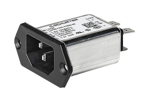 SCHURTER 3-130-956 Filtered IEC Power Entry Module, IEC C14, General Purpose, 10 A, 250 VAC