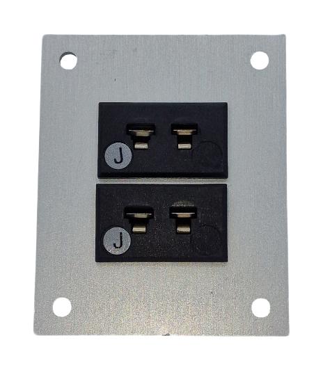 LABFACILITY IM-J-FF + FMP-2 Thermocouple Connector, 45 x 55mm Panel, Miniature, J, Socket, 2Way, Black, IEC, Fascia Mount