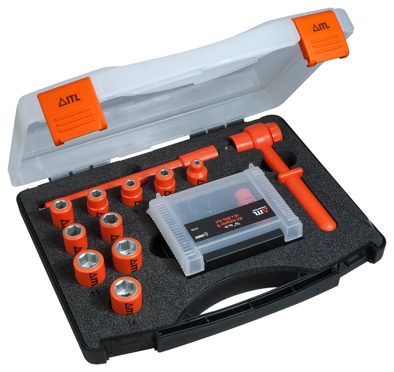 INSULATED TOOLS LTD 03097 Socket Set, 1/4" Drive, 24 Pieces