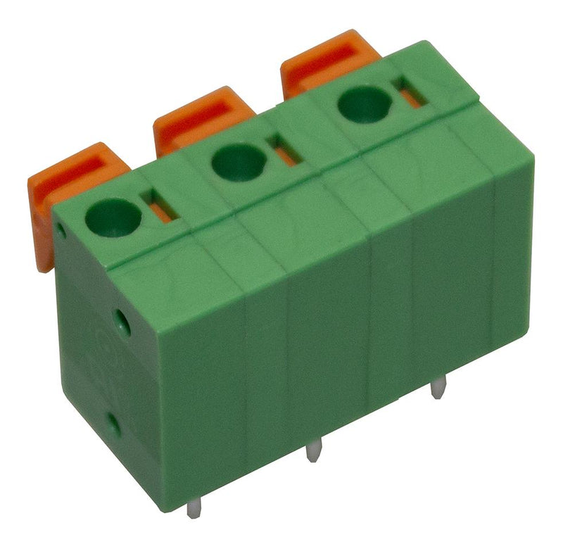 CAMDENBOSS CSTBP762V/3 Wire-To-Board Terminal Block, 7.62 mm, 3 Ways, 28 AWG, 16 AWG, 1.3 mm&sup2;, Push In
