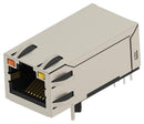 TE CONNECTIVITY 2489011-1 Modular Connector, GO/Y LED, RJ45 Jack, 1 x 1 (Port), 8P8C, Cat5, Through Hole Mount